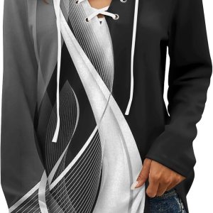 GOFULY Blusas de manga larga para mujer, color sólido, con tirantes, ajuste holgado, cuello en V, manga larga, sudadera de invierno GOFULY Blusas de manga larga para mujer, color sólido, con tirantes, ajuste holgado, cuello en V, manga larga, sudadera de invierno