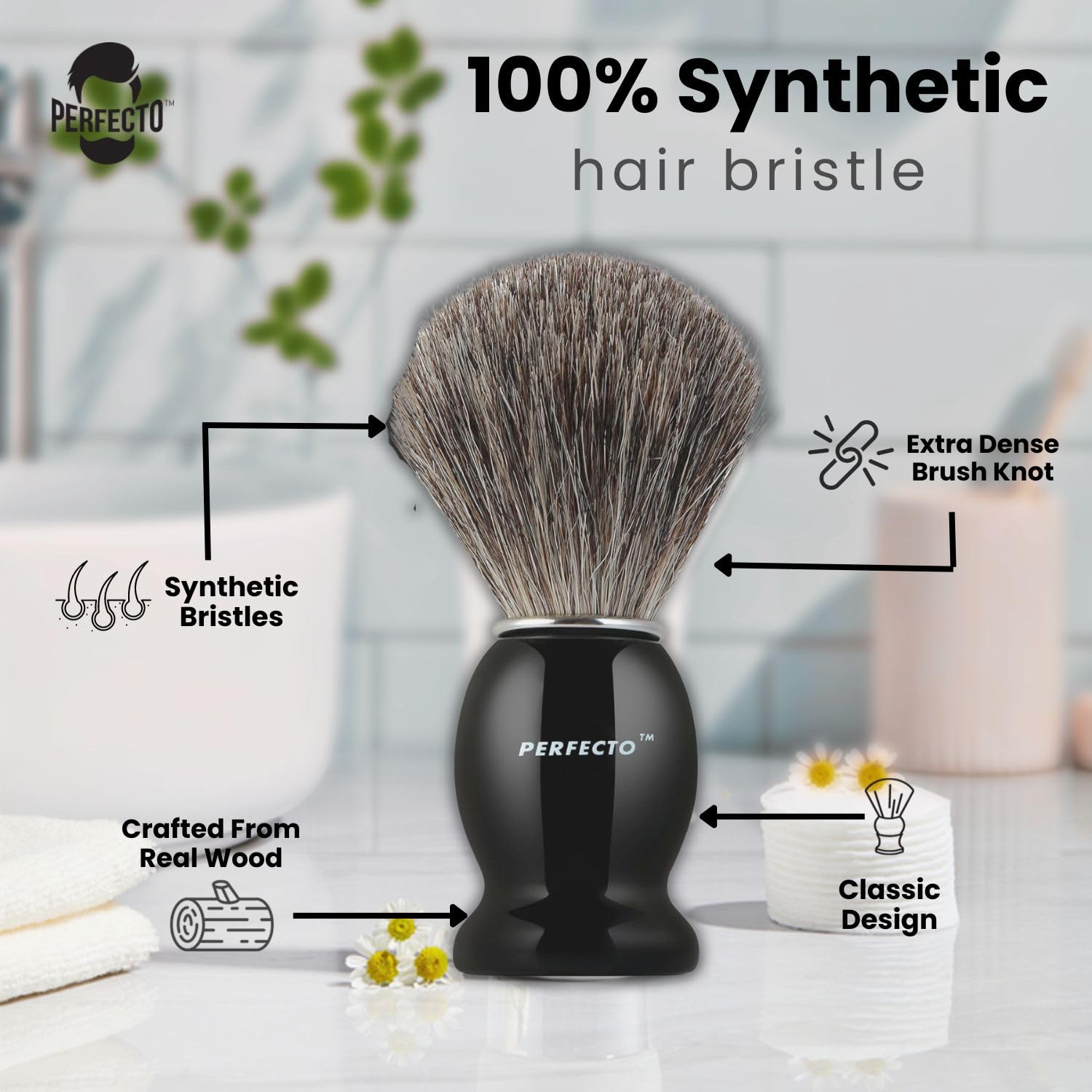 Perfecto Cepillo de afeitar de cerdas sintéticas para hombres, diseñado para el mejor afeitado de tu vida. Brocha de afeitar – Brocha de afeitar