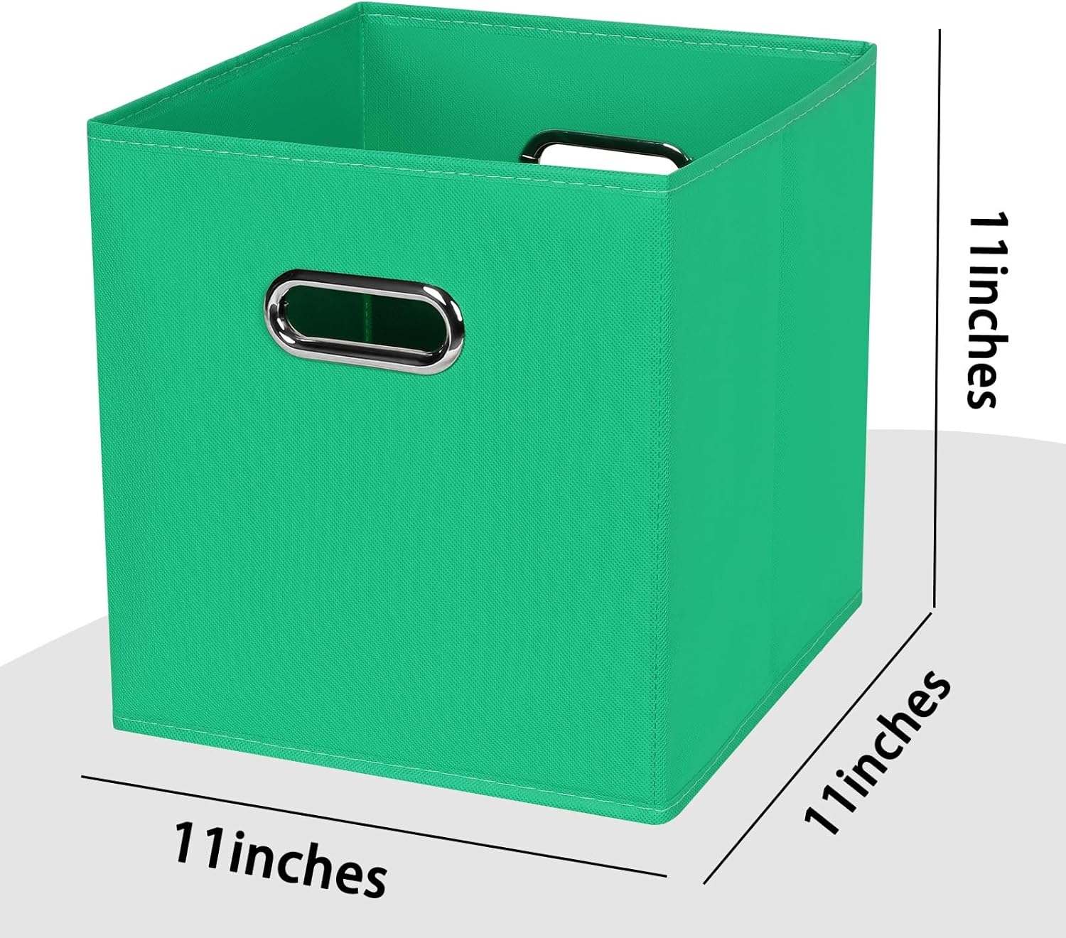 Cubos de almacenamiento plegables negros, cajas de almacenamiento de tela, cestas organizadoras con asas dobles para organizador del hogar (verde)