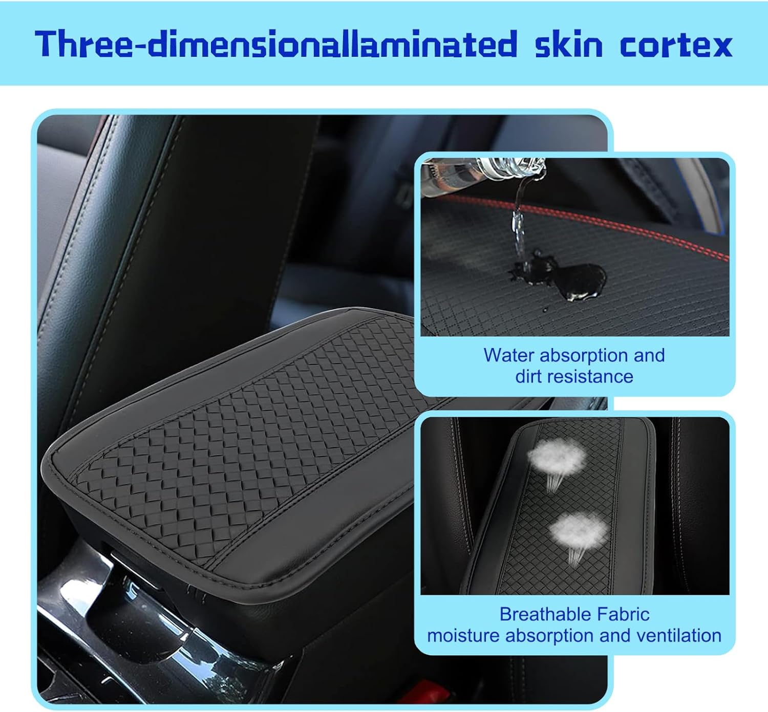 1 almohadilla para reposabrazos central de automóvil, funda de cuero para reposabrazos, almohadilla de consola central automática, accesorios de