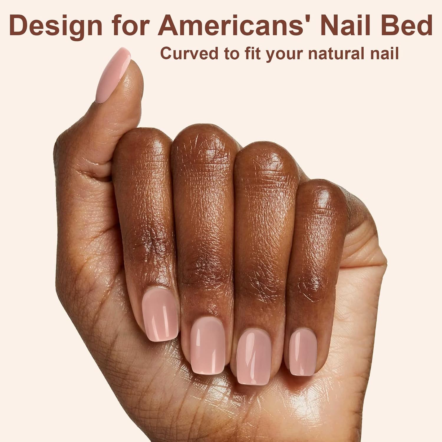 Polychrome&air Uñas postizas cortas Squoval ABS de ajuste natural con pegamento de gelatina, uñas postizas reutilizables para mujer y niña, uñas