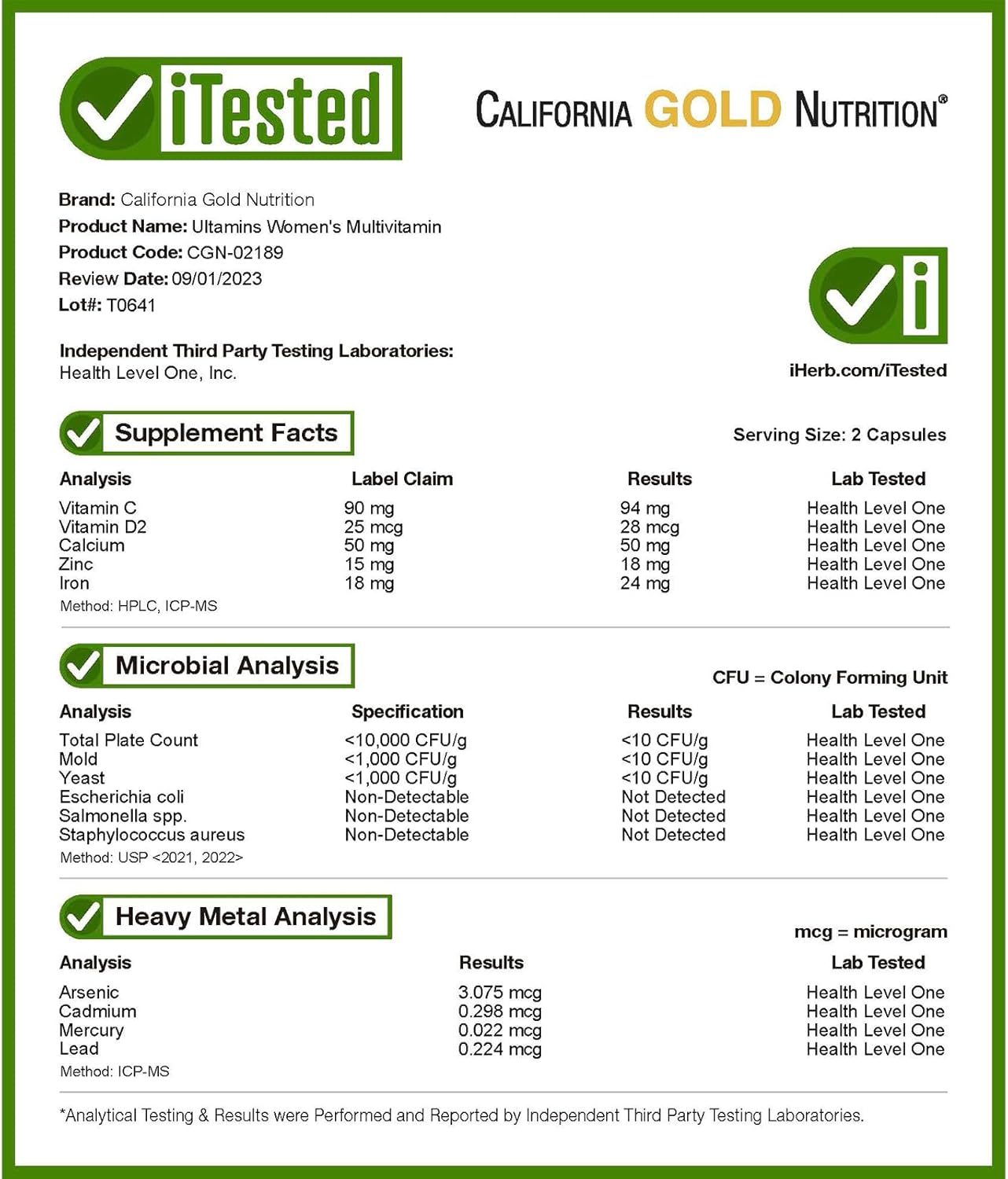 California Gold Nutrition Ultamins Multivitamínico para mujer con CoQ10, hongos, enzimas, verduras y bayas, 60 cápsulas vegetales