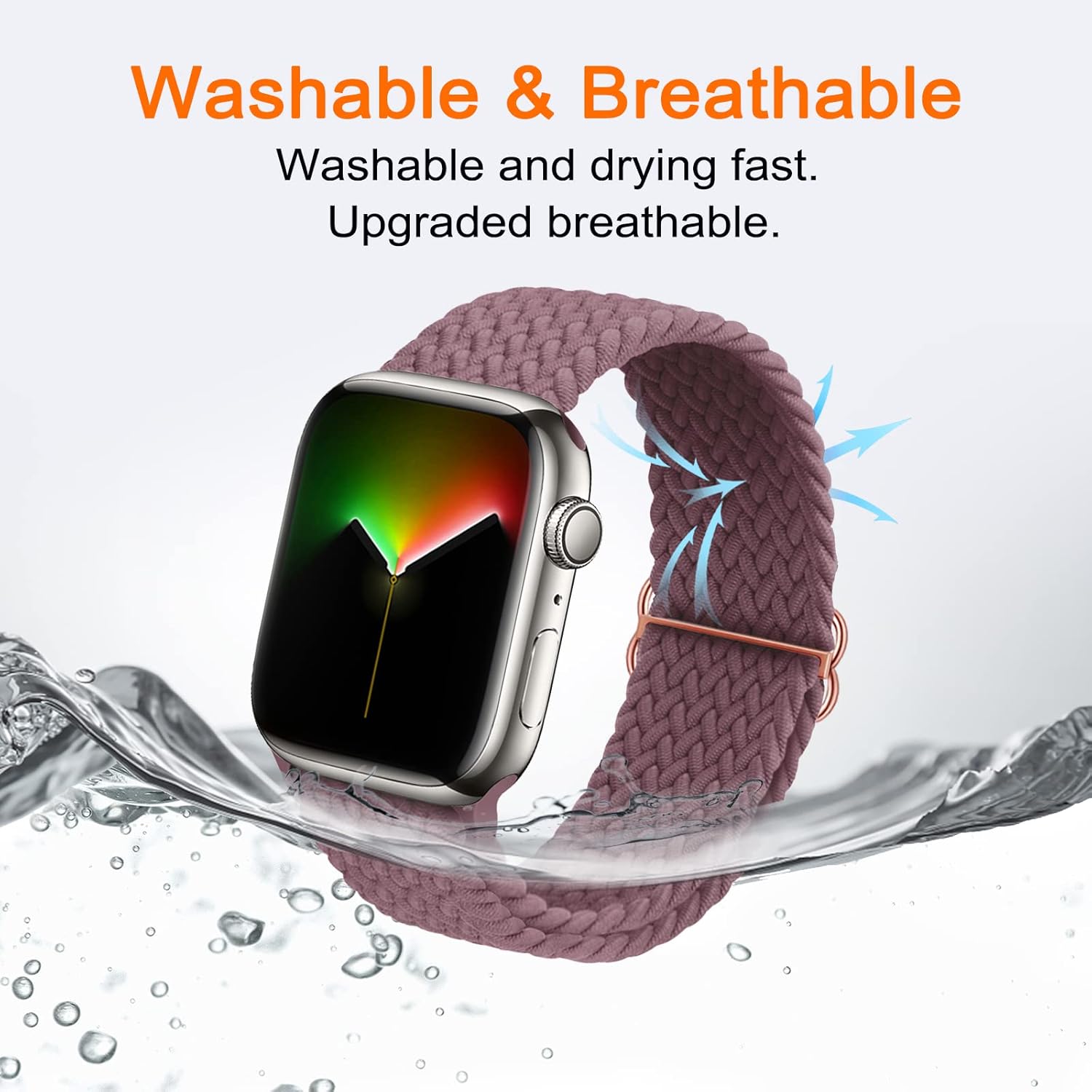 Paquete de 4 correas trenzadas Solo Loop compatibles con Apple Watch de 1.929 in 1.772 in 1.732 in 1.654 in para mujeres y hombres, correas