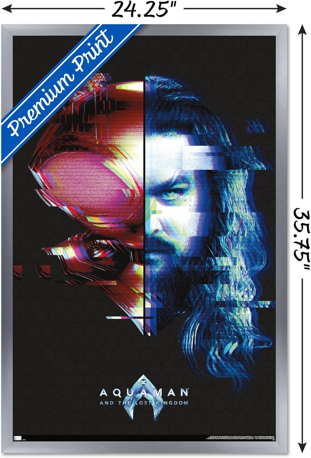 Trends International DC Comics Movie Aquaman y el Reino Perdido – Póster de pared Faceoff, 22.37 x 34.00 pulgadas, versión enmarcada plateada