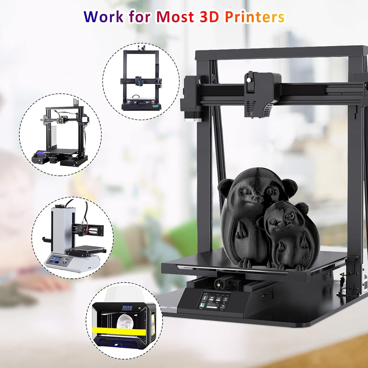 Filamento PLA para impresora 3D, filamento PLA de 0.069 in, carrete de 2.2 lbs2.2 libras, filamento de impresión 3D de 0.069 in, precisión