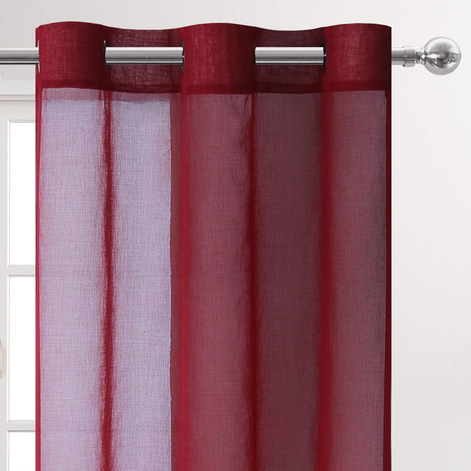 DWCN – Cortinas de gasa transparente, estilo lino, con ojales, diseño de lino, para sala de estar, juego de 2 paneles
