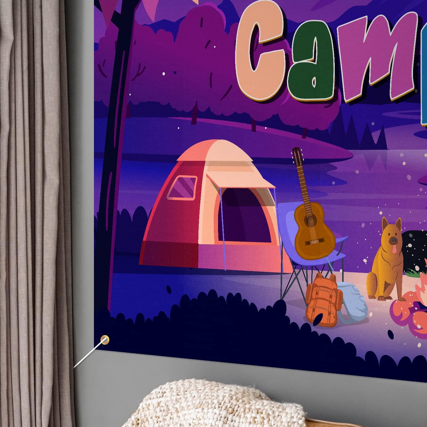 Cartel de fondo de Happy Camper – Decoración de fiesta temática de campamento de aventura en el bosque, suministros para niños y niñas, 3.9 x 5.9