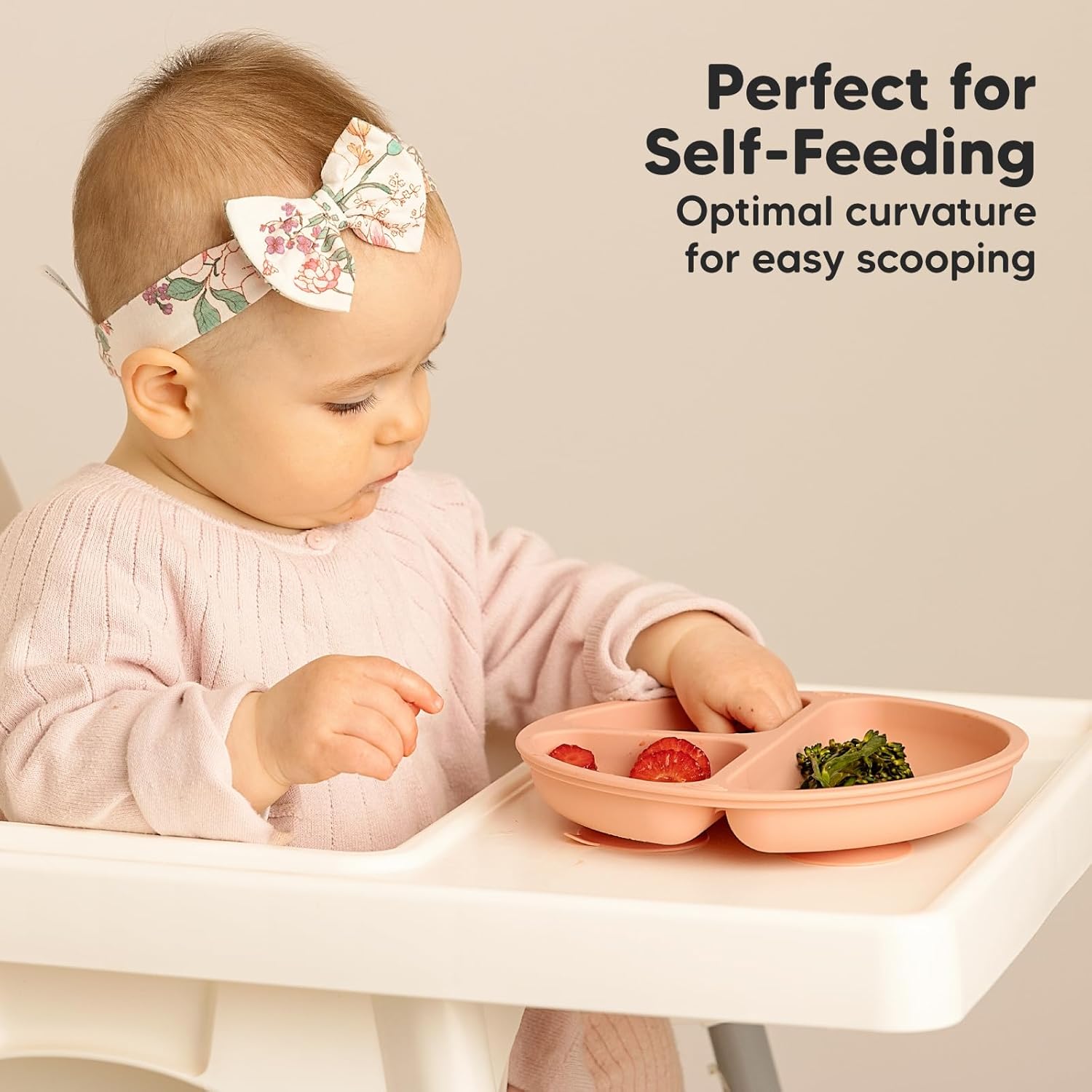 KeaBabies Placas de succión para bebé, niños pequeños, paquete de 3 platos 100% de silicona para niños, platos divididos para bebés con succión,