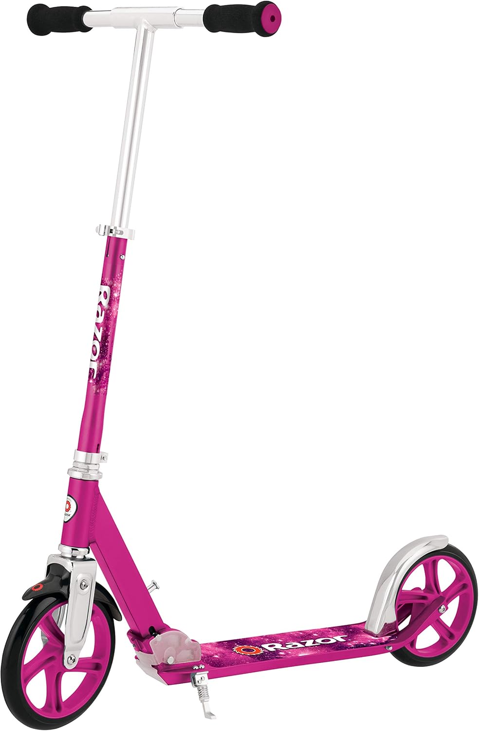 SereneLife Patinete plegable para adolescentes y adultos con agarre de goma en la punta, cubierta de aleación y navaja A5 LUX Kick Scooter – Rosa –