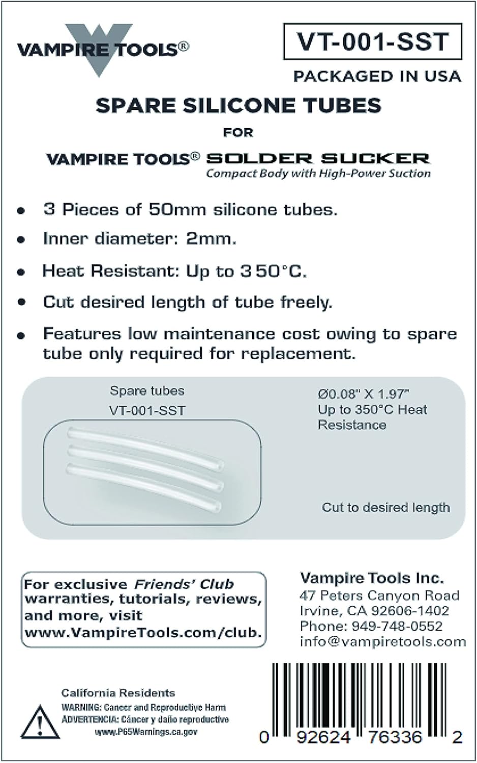 Vampire Tools – Soldador de soldadura  Cuerpo de aluminio compacto y duradero, boquilla de silicona resistente al calor + 4 tubos de silicona de
