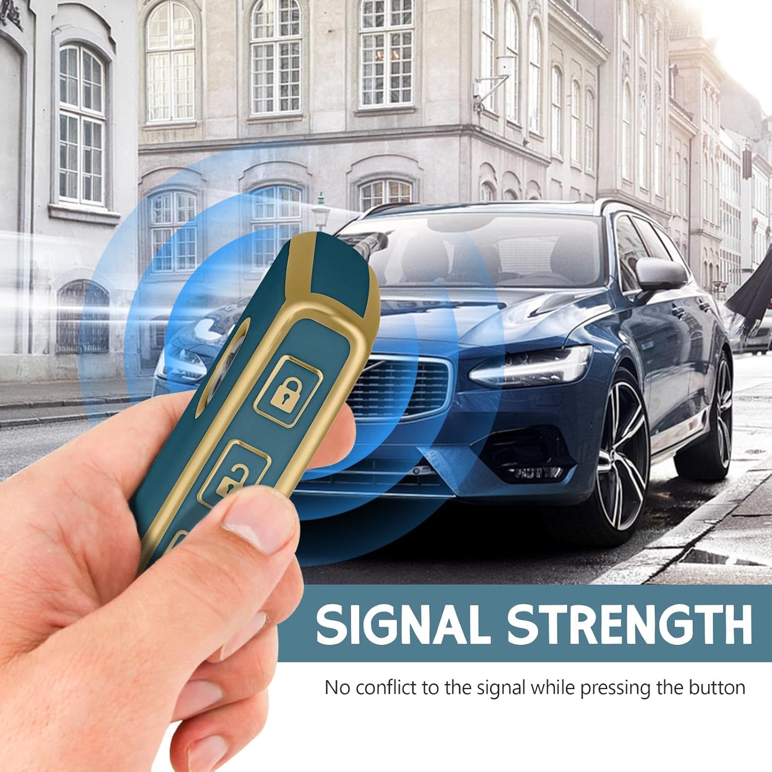 Funda para llavero Volvo con 4 botones laterales, funda de TPU inteligente compatible con Volvo XC40 XC60 XC90 S90 XC60 XC60 XC90 XC40 S90 V90 (gris)