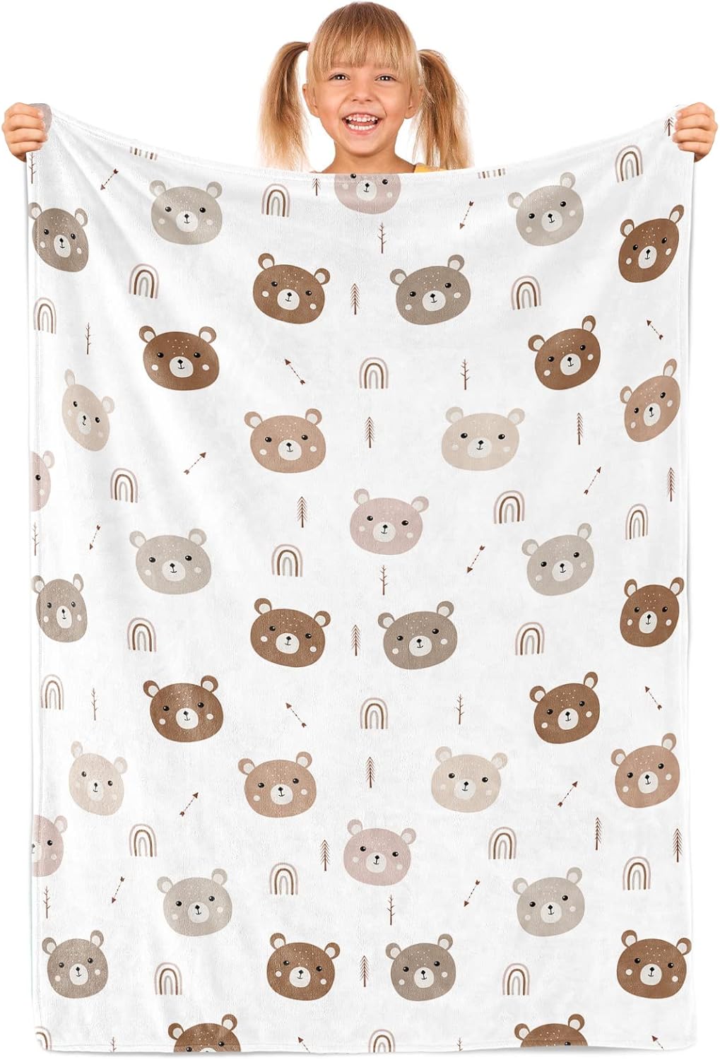 Manta de bebé para niños y niñas, encantadora manta de recepción de oso, manta de oso de forro polar súper suave para niños y niñas, manta de oso