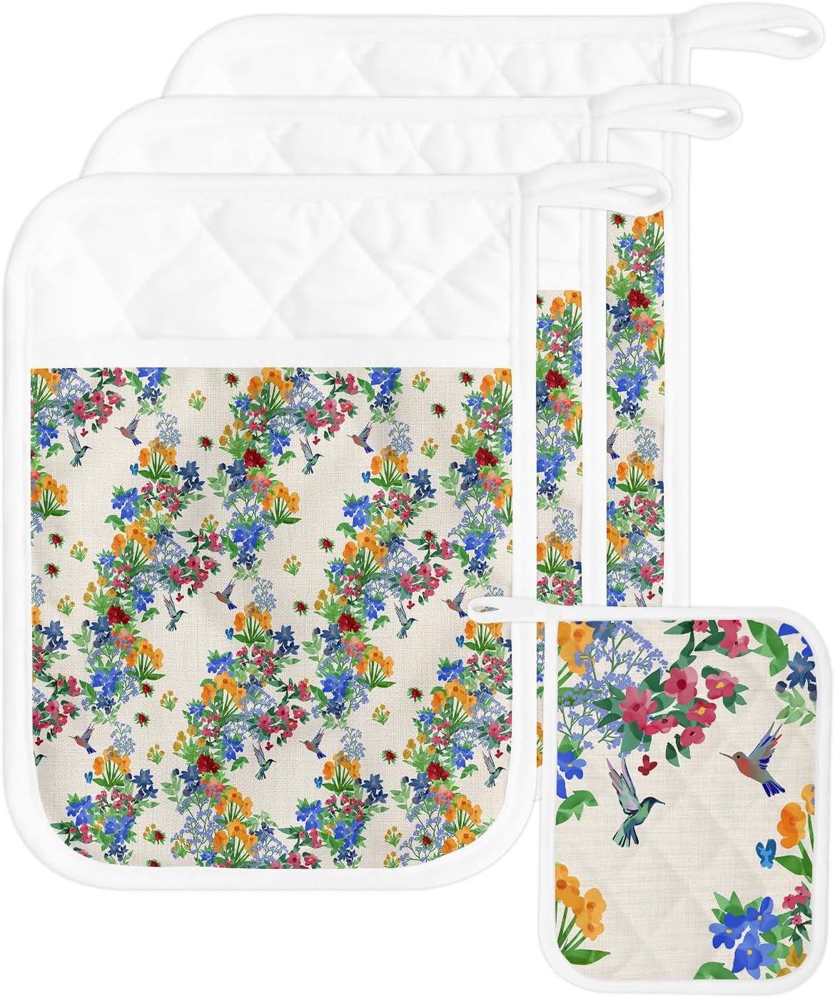 Farmhouse Plants – Juego de 3 soportes para macetas para cocina, antideslizante y aislante de calor, juego de agarraderas de tela de toalla con