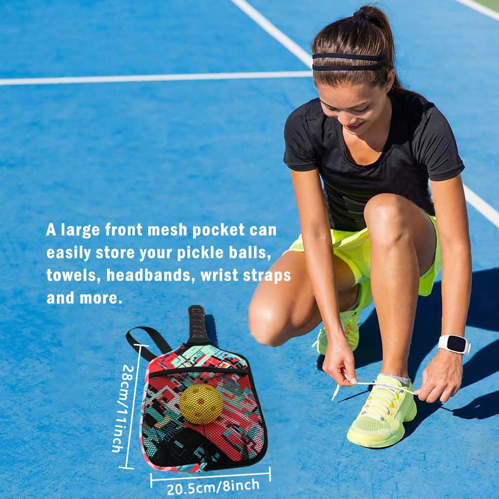 Pickleball Paddle Cover Pickleball Racket Sleeve Bag with Handle Strap Pickle-Ball Equipment Protective Paddle Sleeve with Mesh Pocket