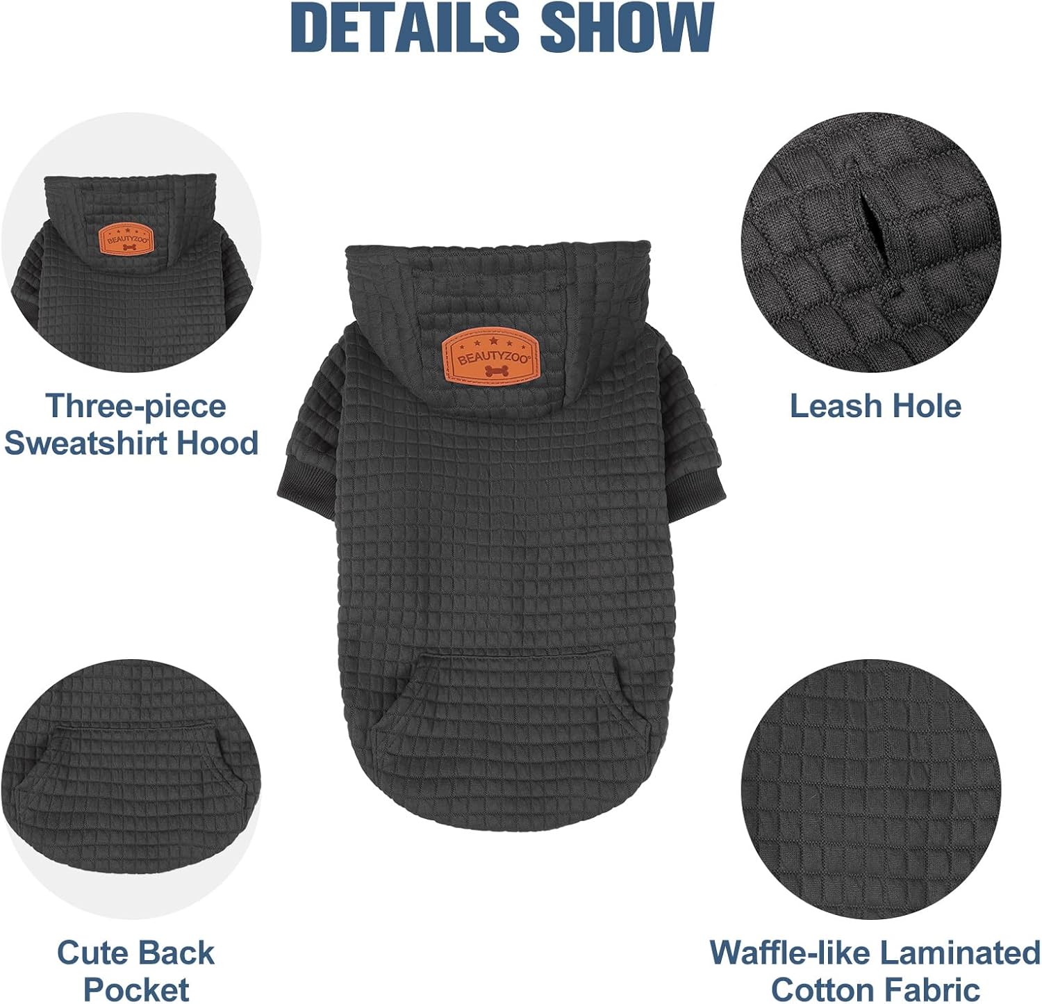 BEAUTYZOO Sudadera con capucha para perros pequeños, medianos y grandes, ropa cálida para perros de invierno y otoño, ropa cálida para cachorros,
