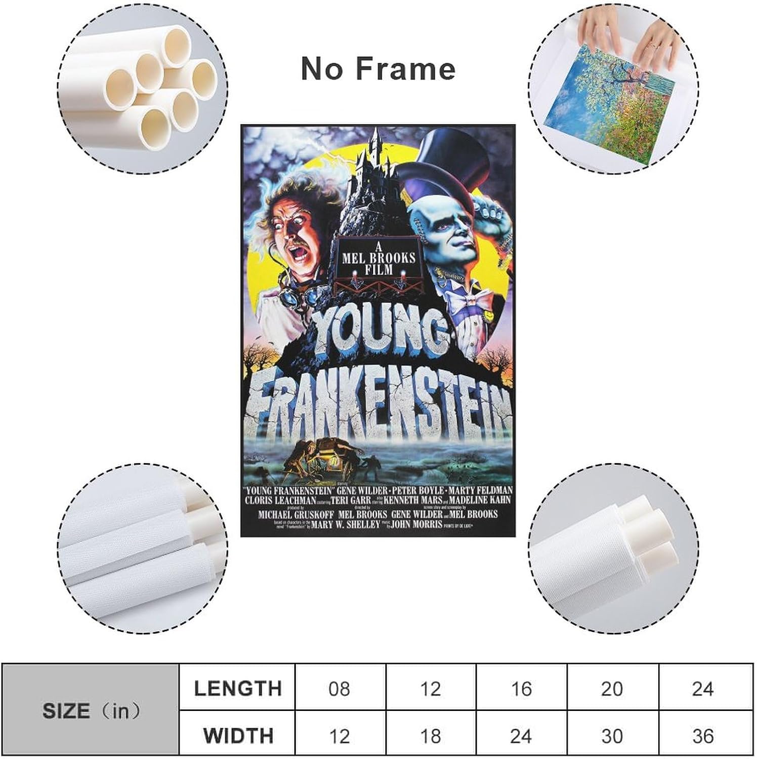 Póster de película de Young Frankenstein, póster estético de terror, pinturas artísticas en lienzo, decoración de pared, decoración del hogar, sala