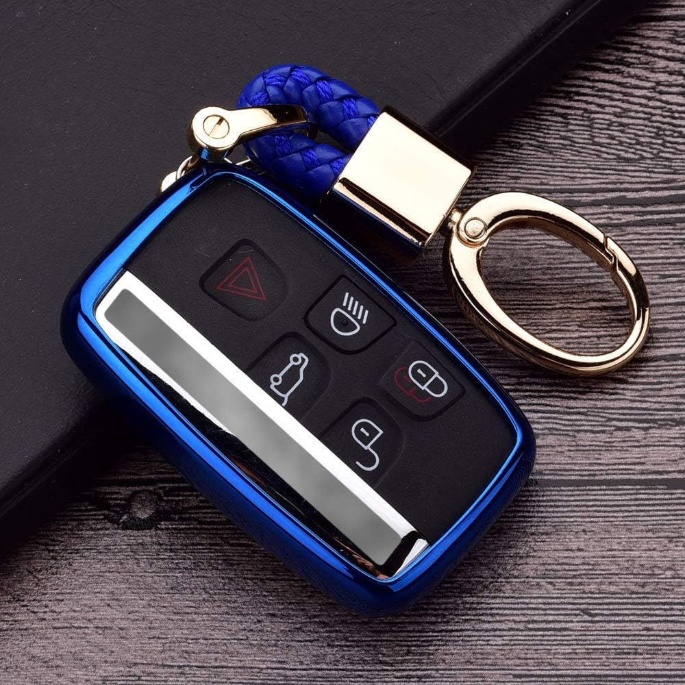 ROYALFOX (TM 5 botones TPU Smart Remote Key Fob Case Cover For Land Rover Defender Discovery Sport LR2 LR3 LR4 Range Rover Sport EVOQUE y Jaguar XF