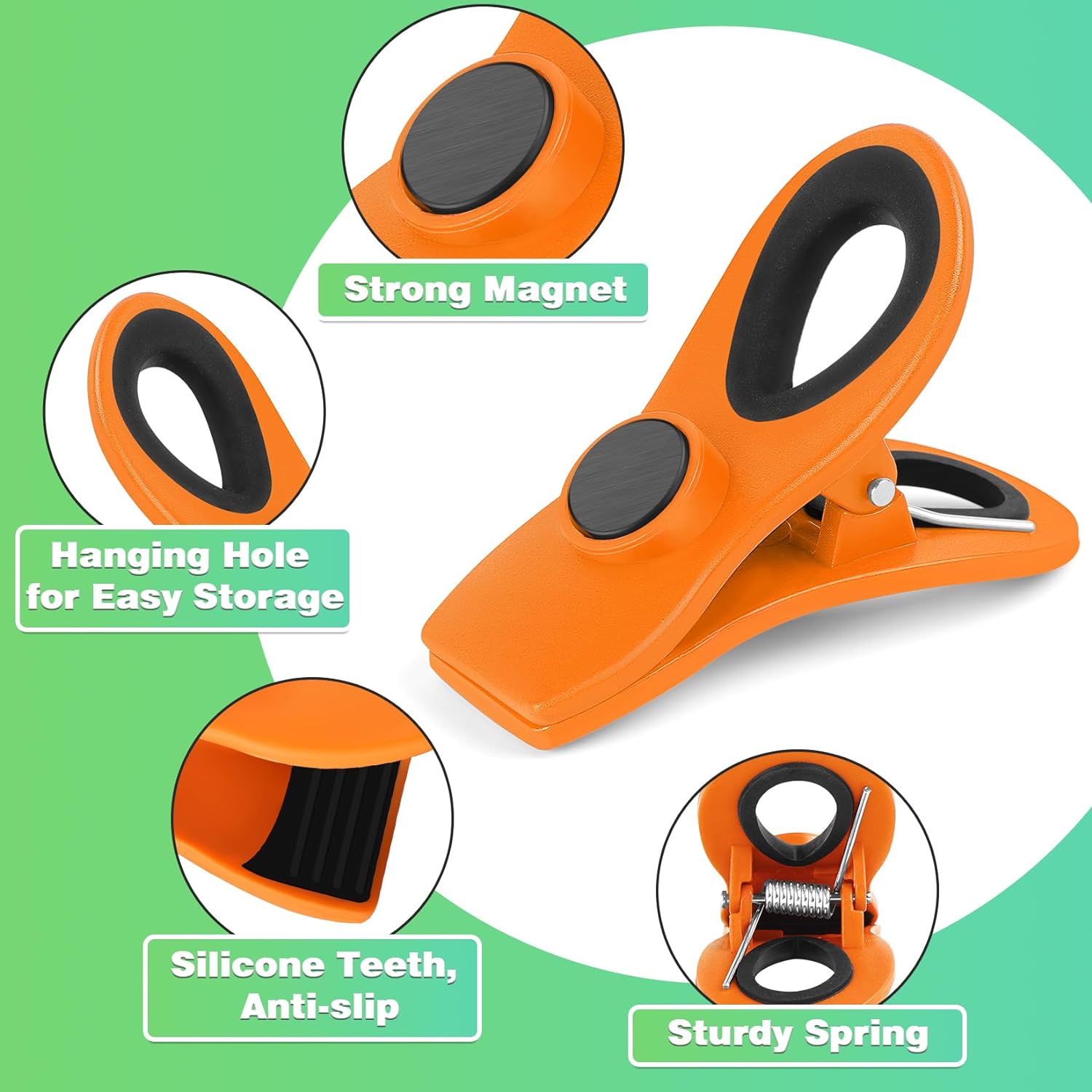 Paquete de 12 clips magnéticos para bolsas, clips para bolsas de alimentos para paquetes de alimentos, clips de cocina con imán para refrigerador,