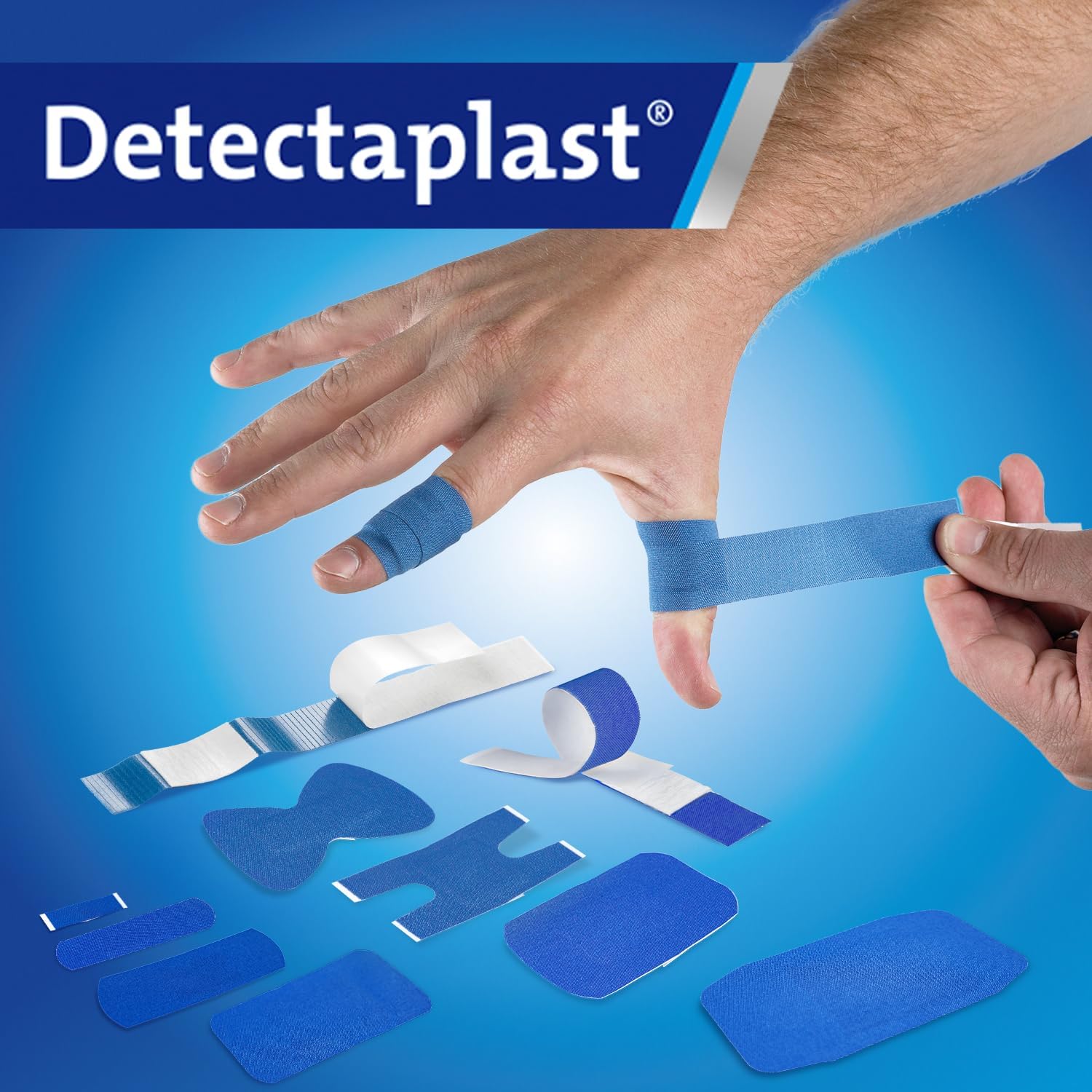 Detectaplast Yesos Azules Elásticos, Metales Detectables y Flexibles, Kit de Primeros Auxilios para Catering en Ambientes de Manipulación de