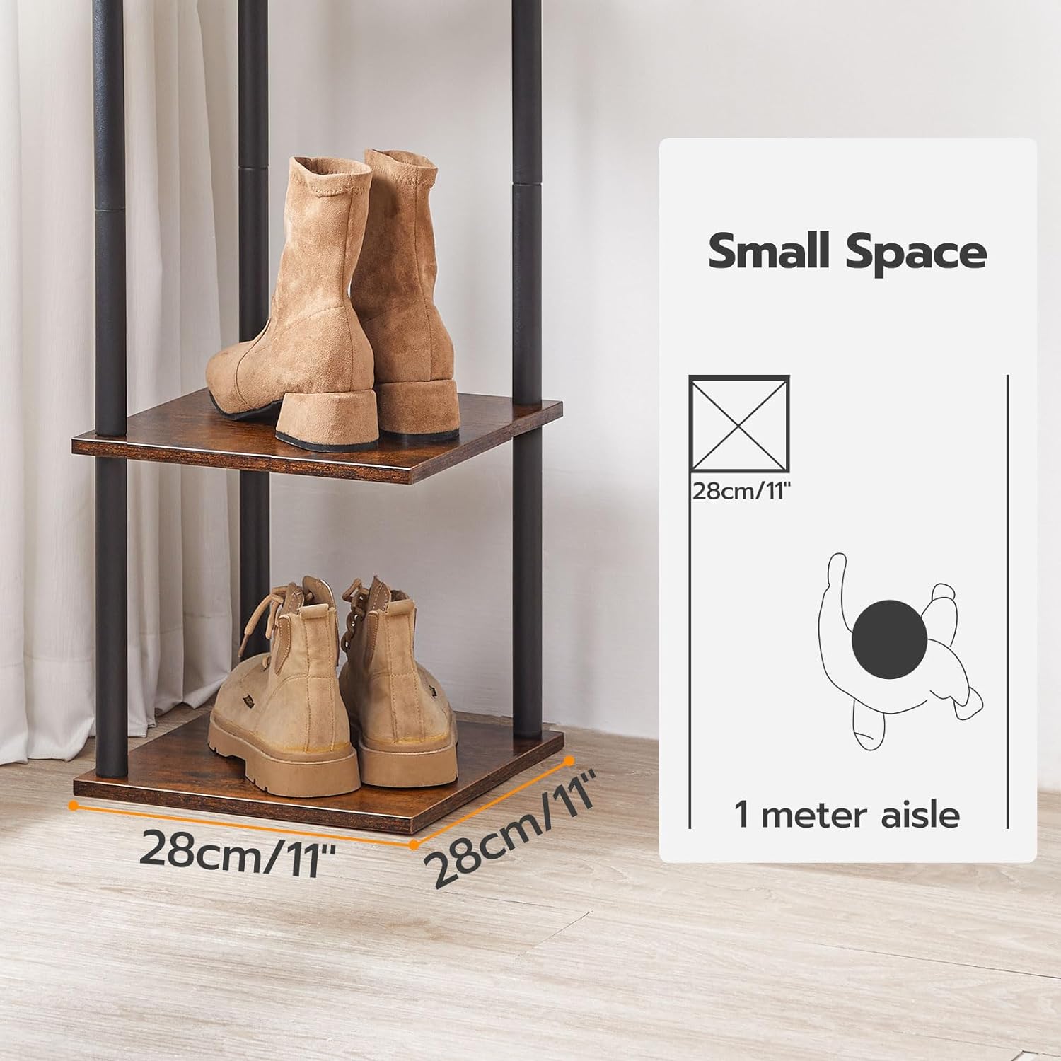 HOOBRO Zapatero vertical, estante estrecho de 8 niveles, organizador de almacenamiento de zapatos para espacios pequeños, 11 pulgadas de largo x 11