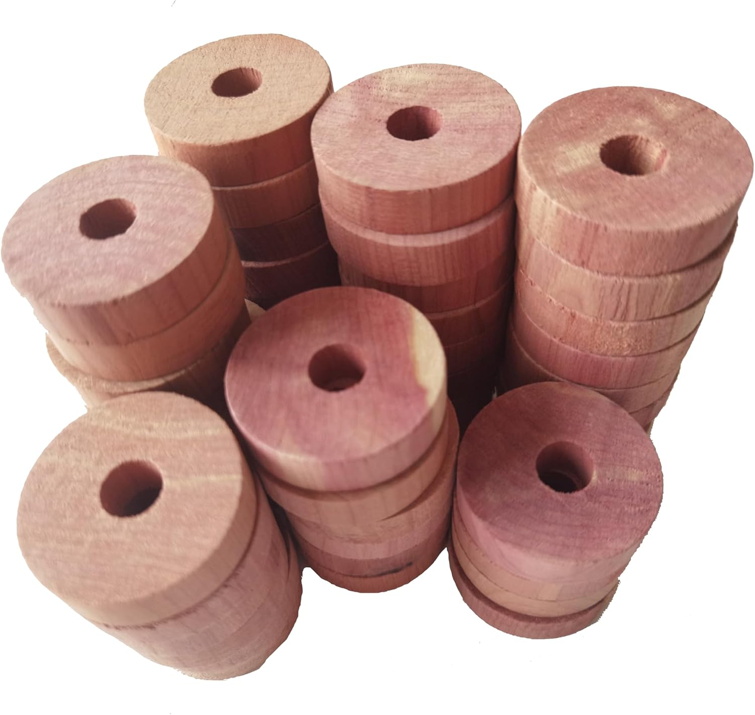 Juego de 48 anillos de cedro, 100% madera de cedro rojo aromático natural, adecuado para armario, zapatero, armario de cocina, armario, zapatos y