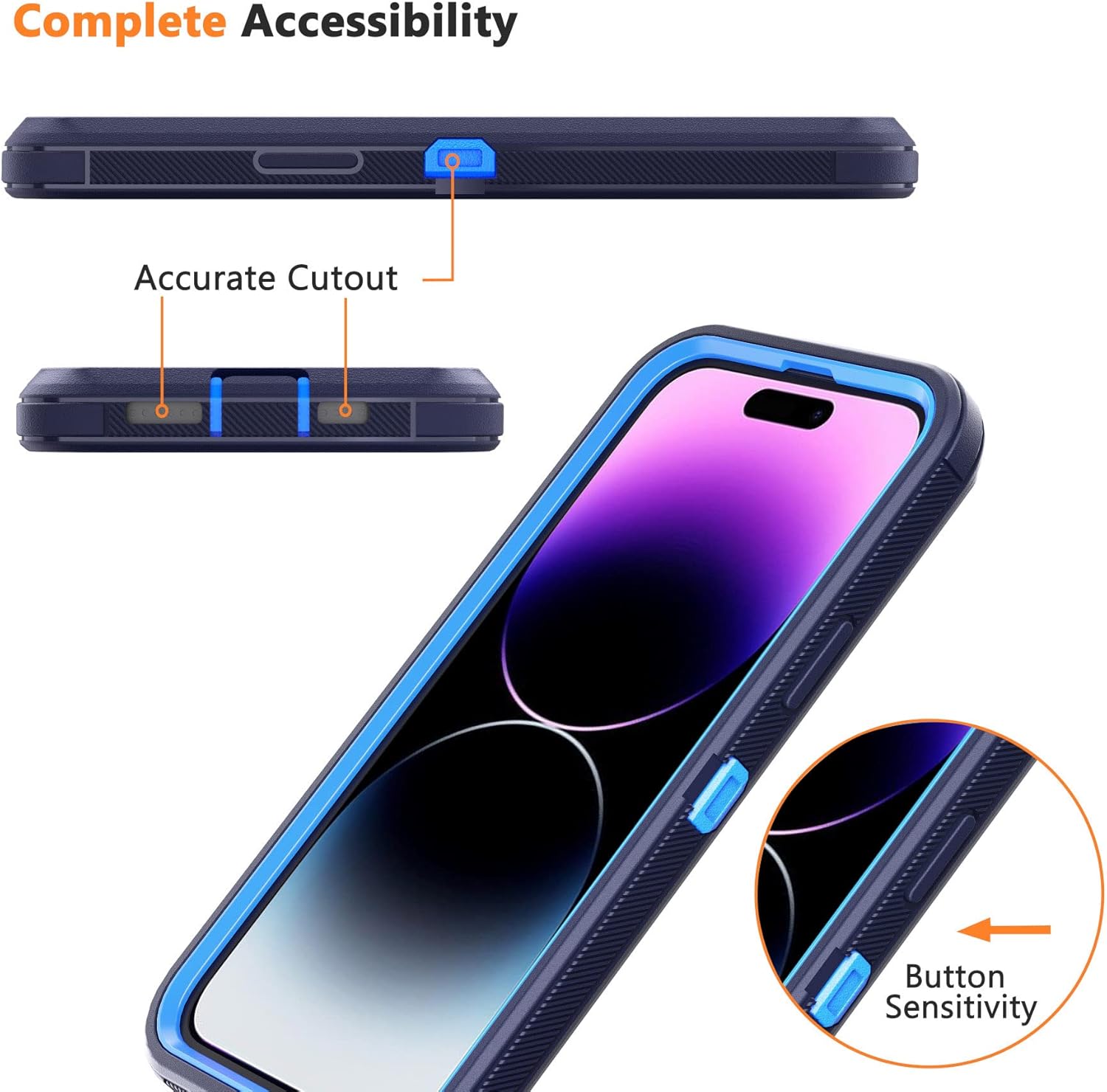 NIFFPD Funda diseñada para Apple iPhone 14 Pro Max con clip para cinturón y soporte, carcasa resistente de cuerpo completo con 2 protectores de