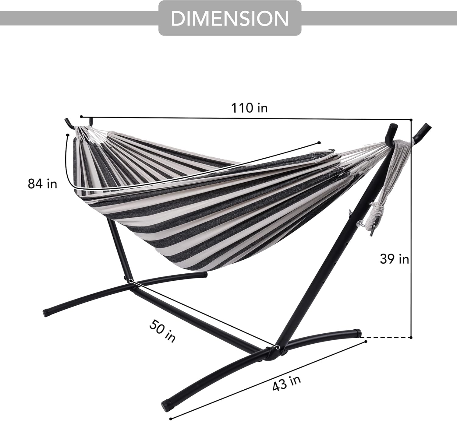 Prime Garden Hamaca con soporte para exterior, soporte de acero resistente que ahorra espacio con capacidad de 450 libras, hamaca doble con bolsa de