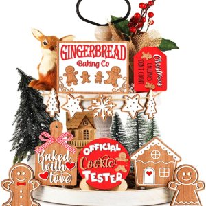 12 piezas de bandeja de Navidad escalonada, letreros de madera de mesa de pan de jengibre, decoración navideña para fiesta de Navidad, hogar, cocina 12 piezas de bandeja de Navidad escalonada, letreros de madera de mesa de pan de jengibre, decoración navideña para fiesta de Navidad, hogar, cocina