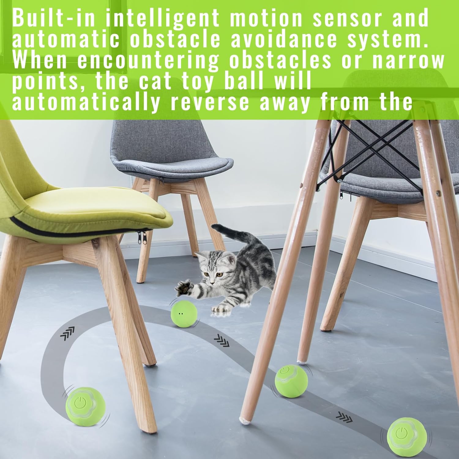 Juguete interactivo inteligente 2.0 para gatos, bola rodante automática con luces coloridas y diseño floral, recargable por USB, activa los
