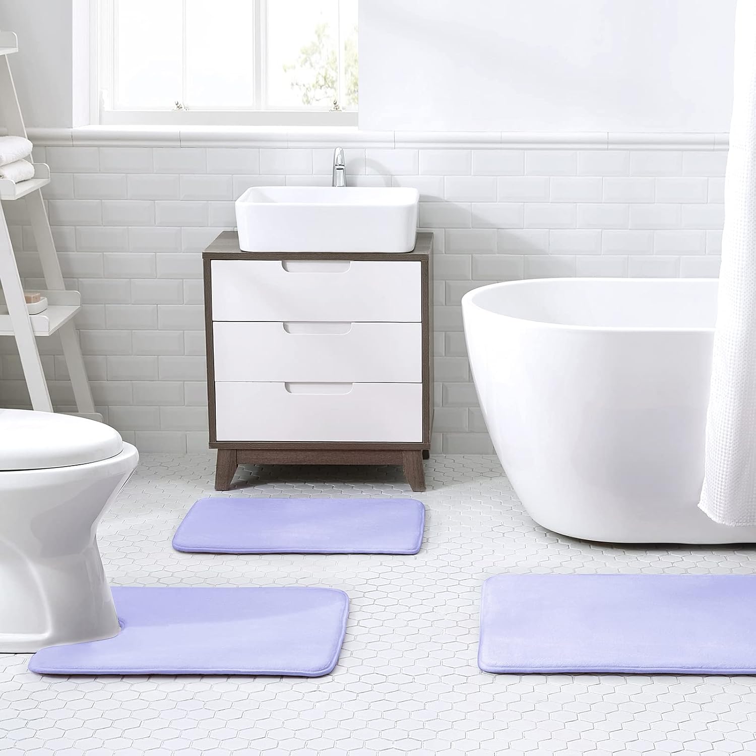 Walensee – Tapete de baño espuma viscoelástica extra grueso, antideslizante, absorbente y súper acogedor, terciopelo suave lujo, alfombra pequeña
