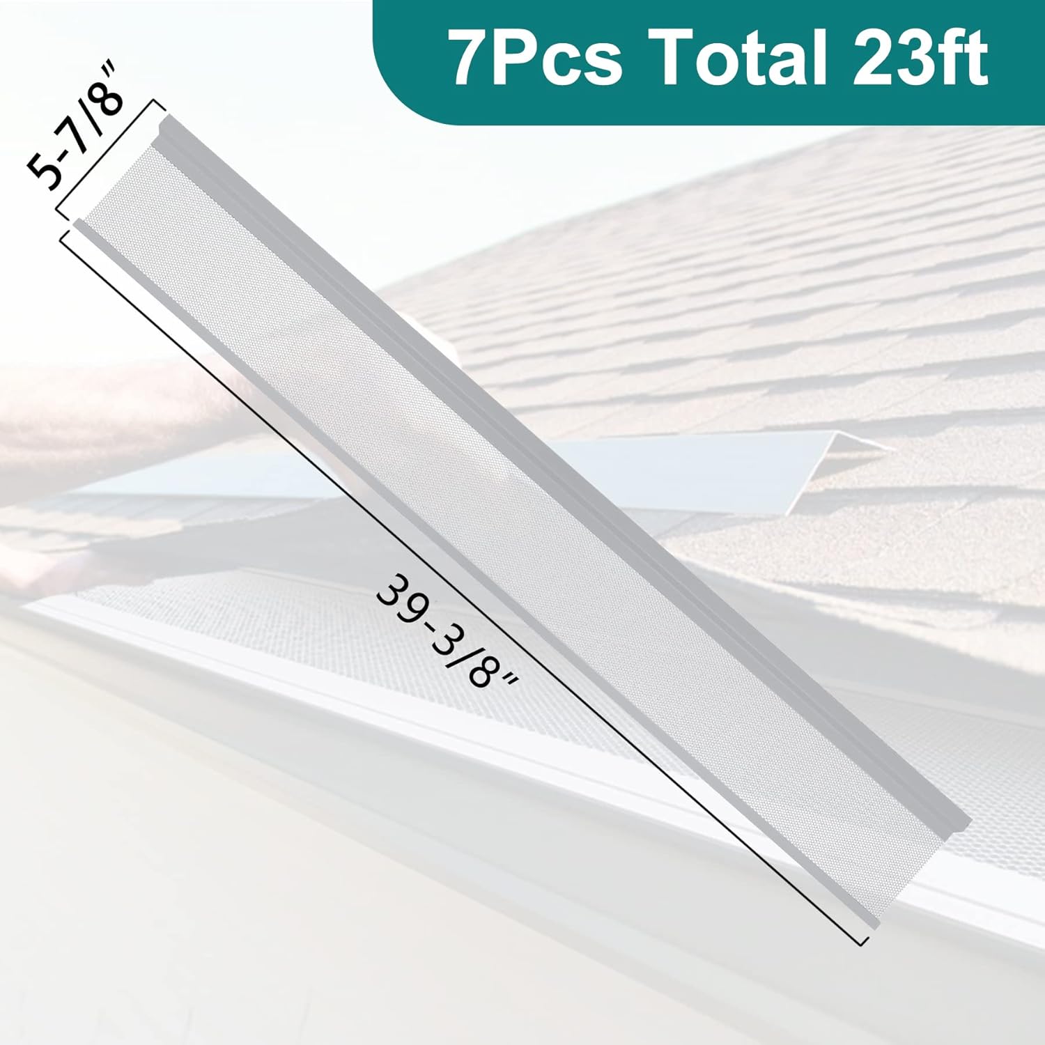 Protectores de canalón de 23 pies, protección de hojas de acero inoxidable de 5 pulgadas, sistema de cubierta de canalón de micromalla que se adapta