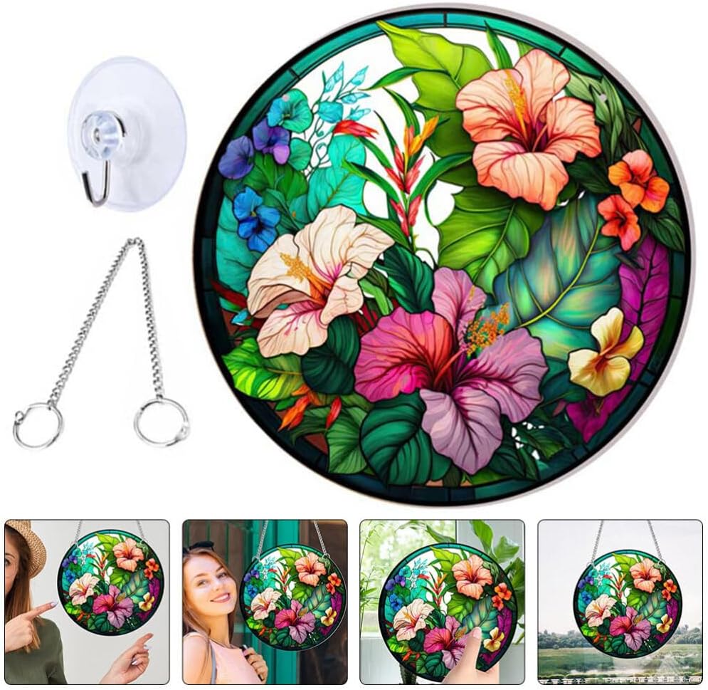 Homoyoyo Atrapasoles de cristal de colores para colgar en la ventana, flores para colgar en la pared, adorno para colgar en la pared, panel de