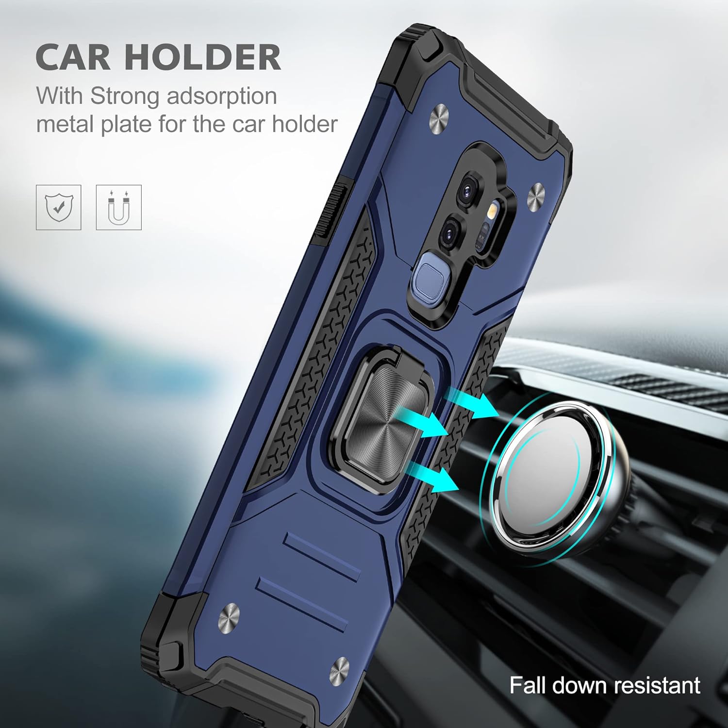 AYMECL Funda para Samsung Galaxy S9 Plus con protector de pantalla de TPU flexible autorreparable 2 unidades, grado militar doble a prueba de golpes