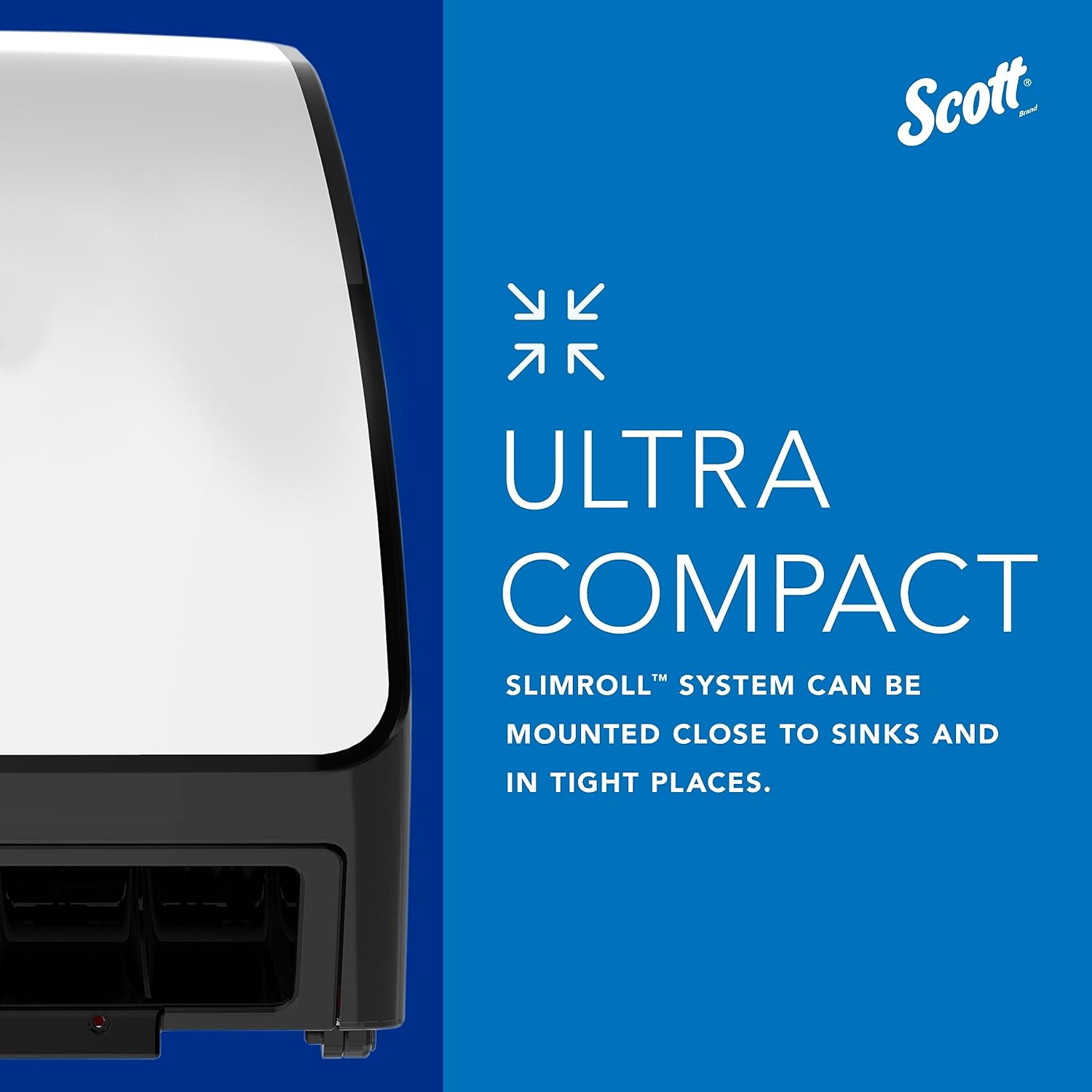 Scott Dispensadores automáticos de toallas Slimroll (47259), blanco, para toallas Slimroll Orange Core Scott, 11.8 x 12.35 x 7.25 pulgadas (1 unidad)