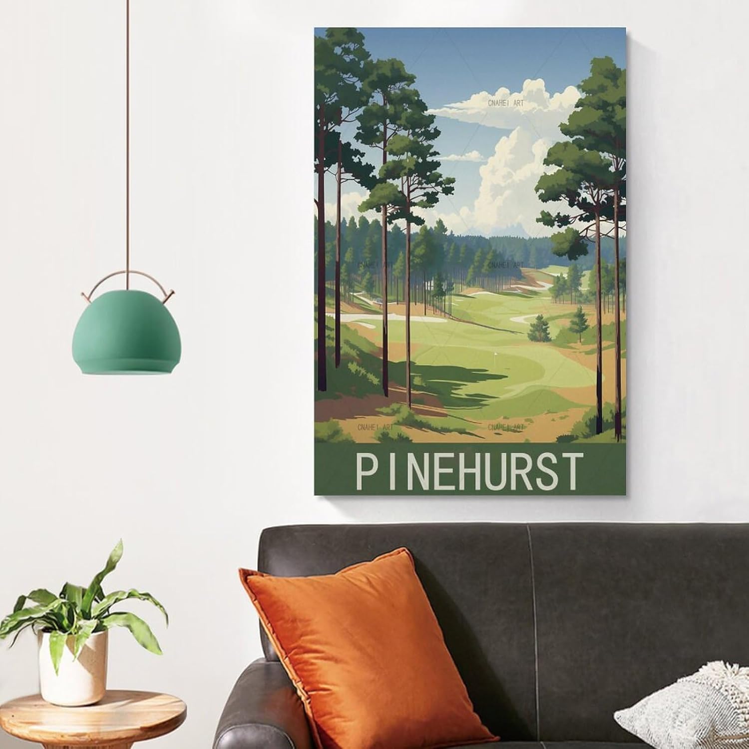 GuYaNa Pinehurst – Póster de viaje vintage de Carolina del Norte, 08 x 12 pulgadas (7.9 x 11.8 in), lienzo para decoración de pared, sala de estar,