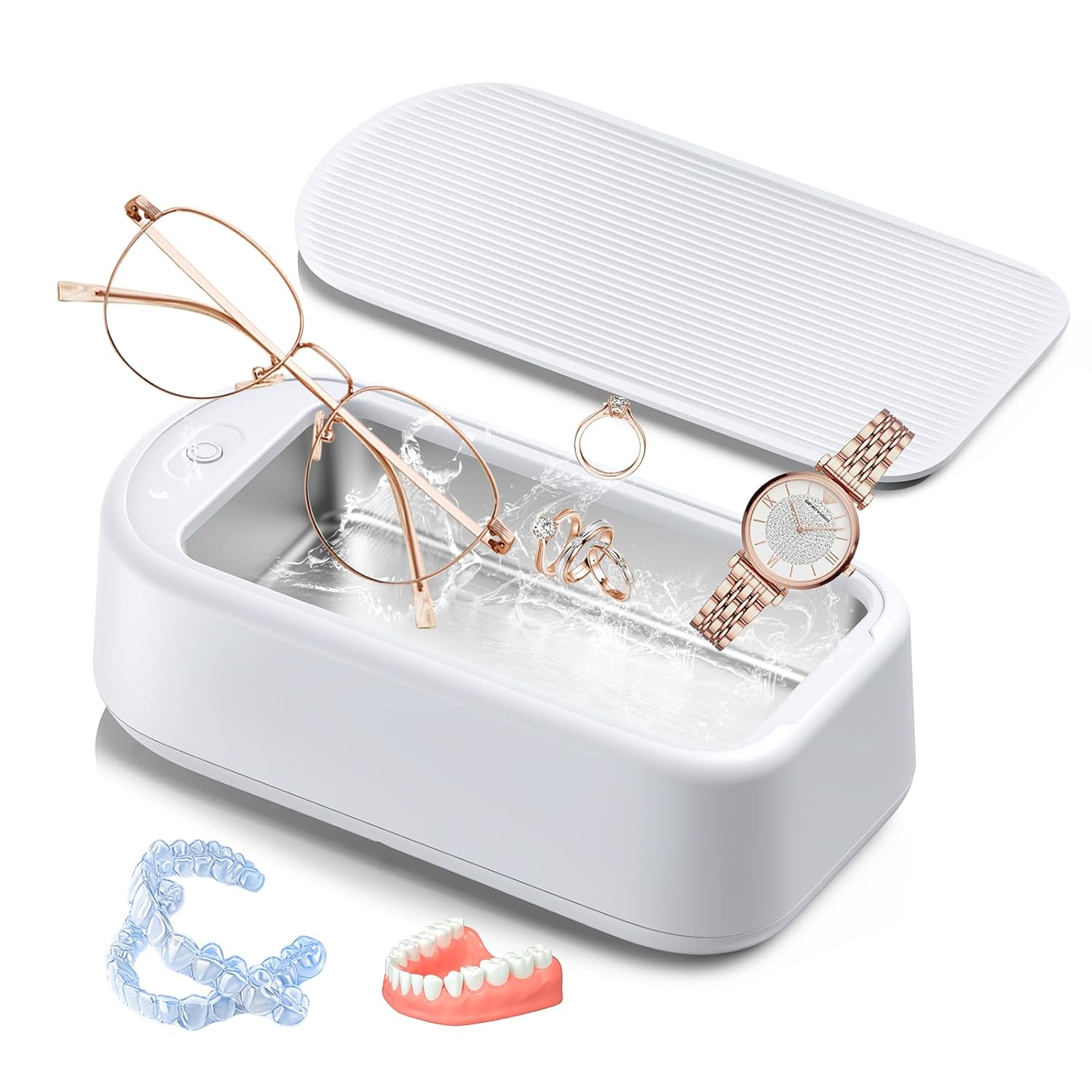 Limpiador ultrasónico Máquina de limpieza de joyas Máquina profesional de limpieza ultrasónica de gafas Pequeña – Limpiador de retenedores portátil