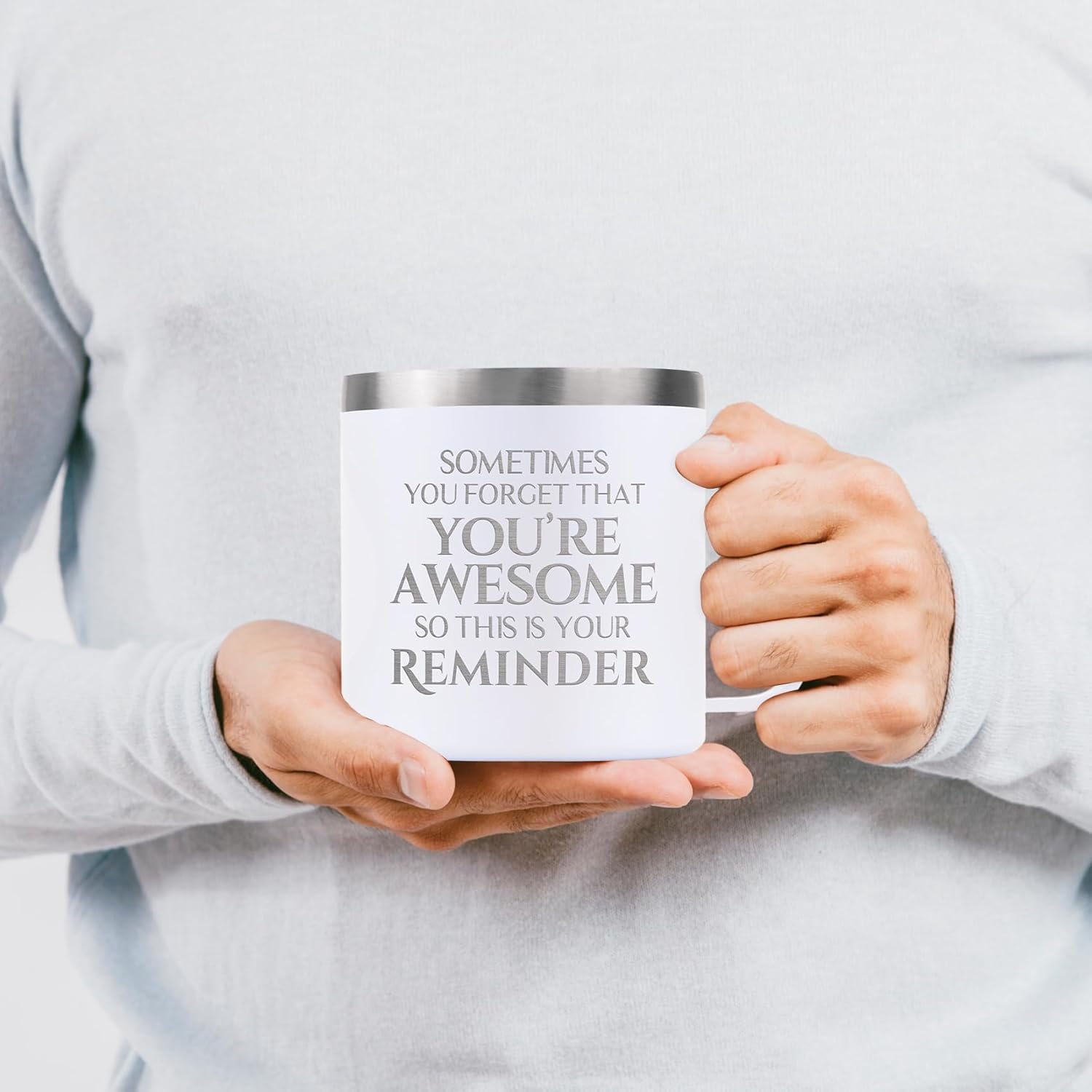 ELEGANTPARK Regalos inspiradores para mujeres, taza de café con texto en inglés Sometimes You Forget You’re Awesome Coffee, regalos de