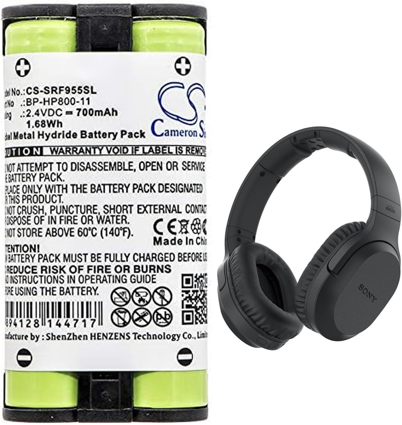 CS Cameron Sino Batería de repuesto de 700 mAh  1.68 Wh para Sony MDR-RF995, MDR-RF995RK, WH-RF400, BP-HP800-11
