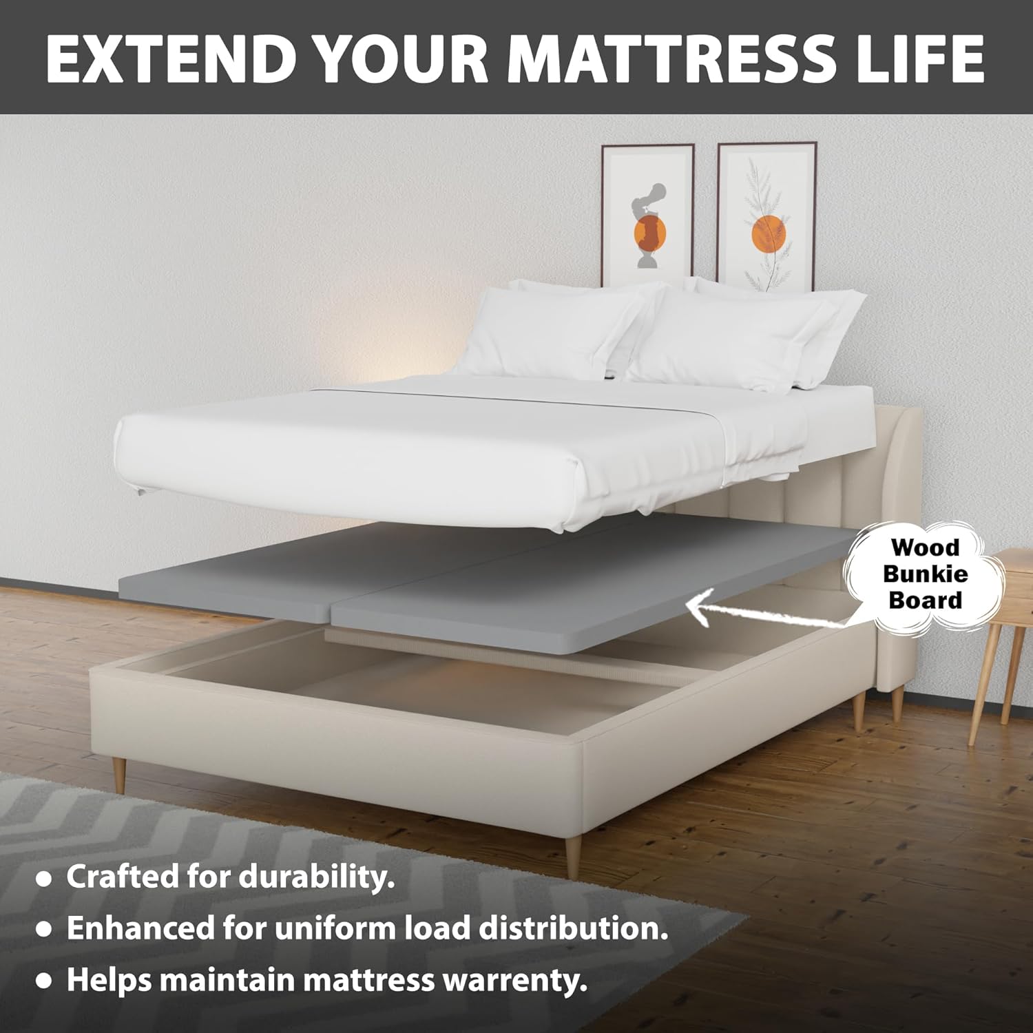 Greaton, Tabla dividida de 1.5 pulgadas para colchónsoporte de cama, totalmente montada, comodidad y apoyo mejorados, individual XL, gris