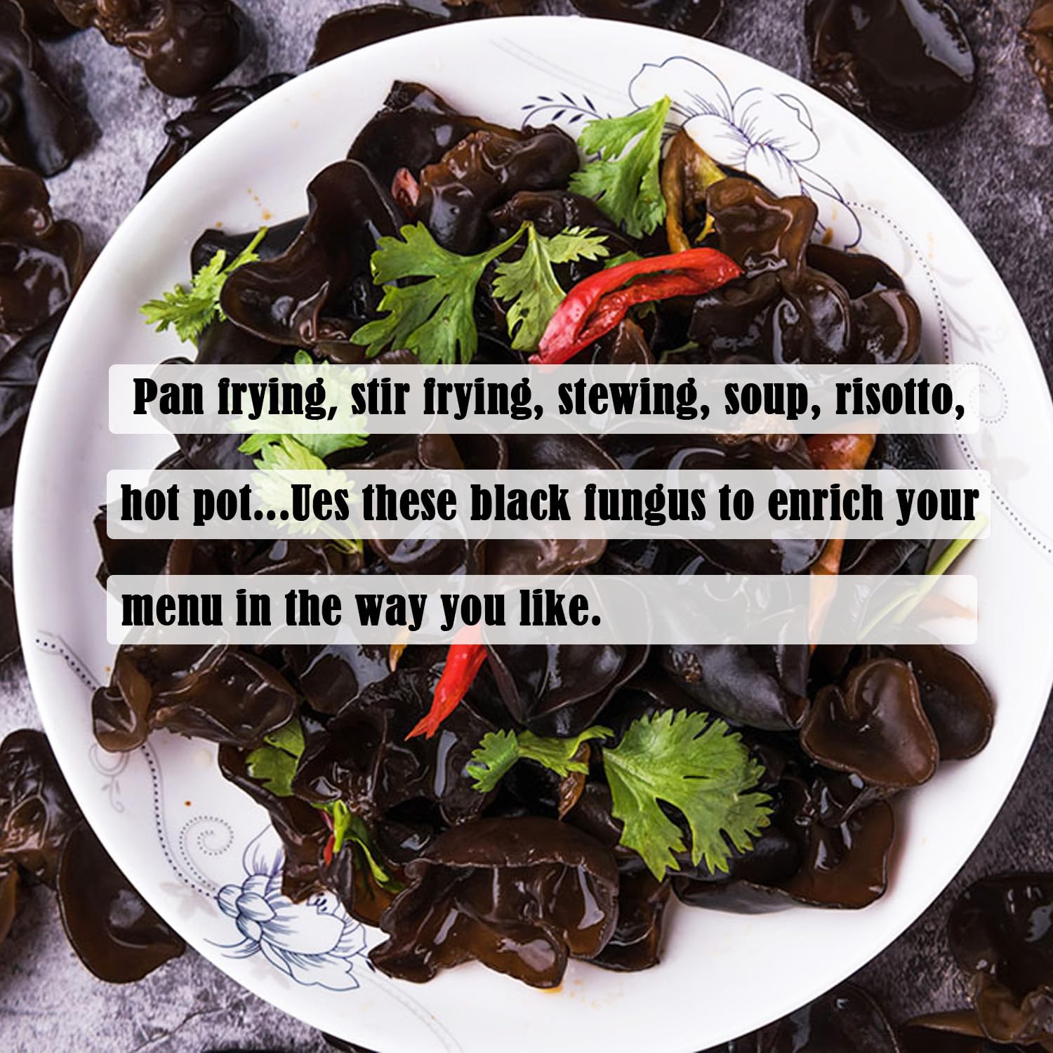 VIGOROUS MOUNTAINS Hongo negro comestible orgánico seco hongo madera oído hongos Auricularia Auricula-judae para cocinar (4OZ)