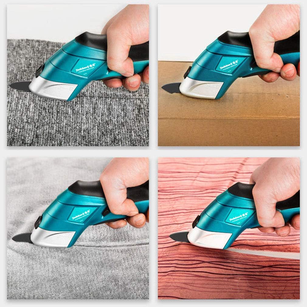 Tijeras eléctricas de tela inalámbricas recargables con 2 cuchillas de corte, potente herramienta de corte para cuero, cartón, papel, álbumes de