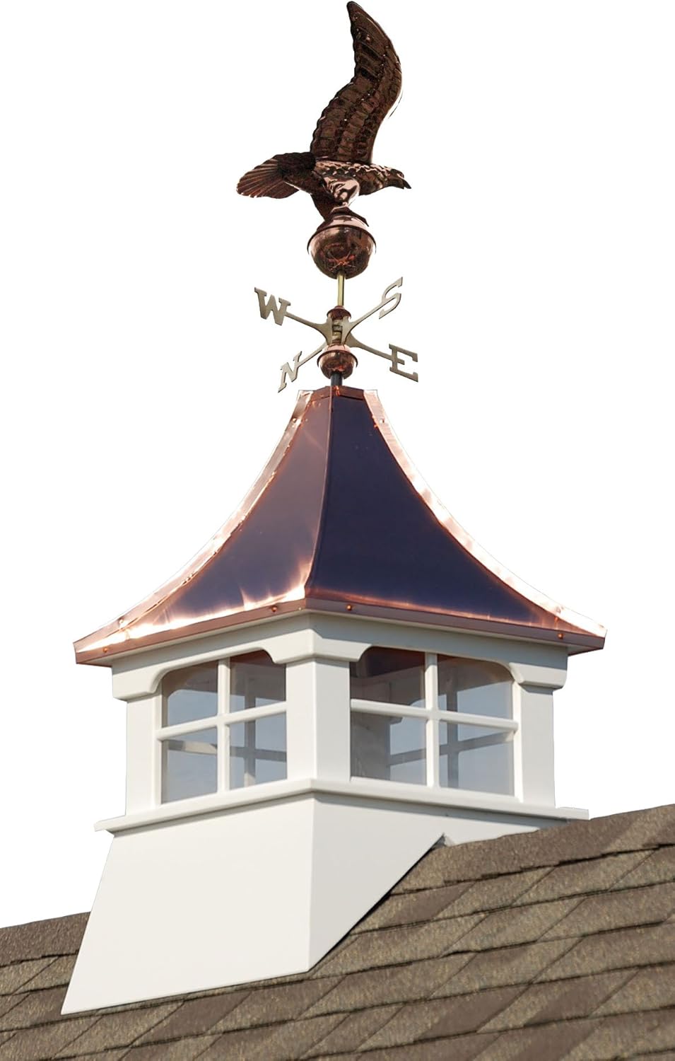 Charleston Cupola con veleta Eagle, 24 pulgadas. Cuadrado, 63 pulgadas de alto