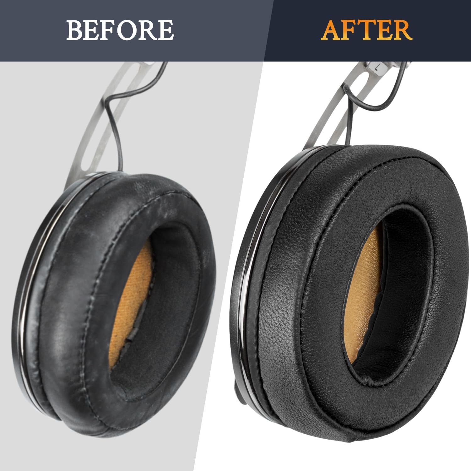 SOULWIT Almohadillas de repuesto de piel de cordero para auriculares Sennheiser Momentum 2.0 (M2)HD1 inalámbricos sobre  alrededor de los oídos,