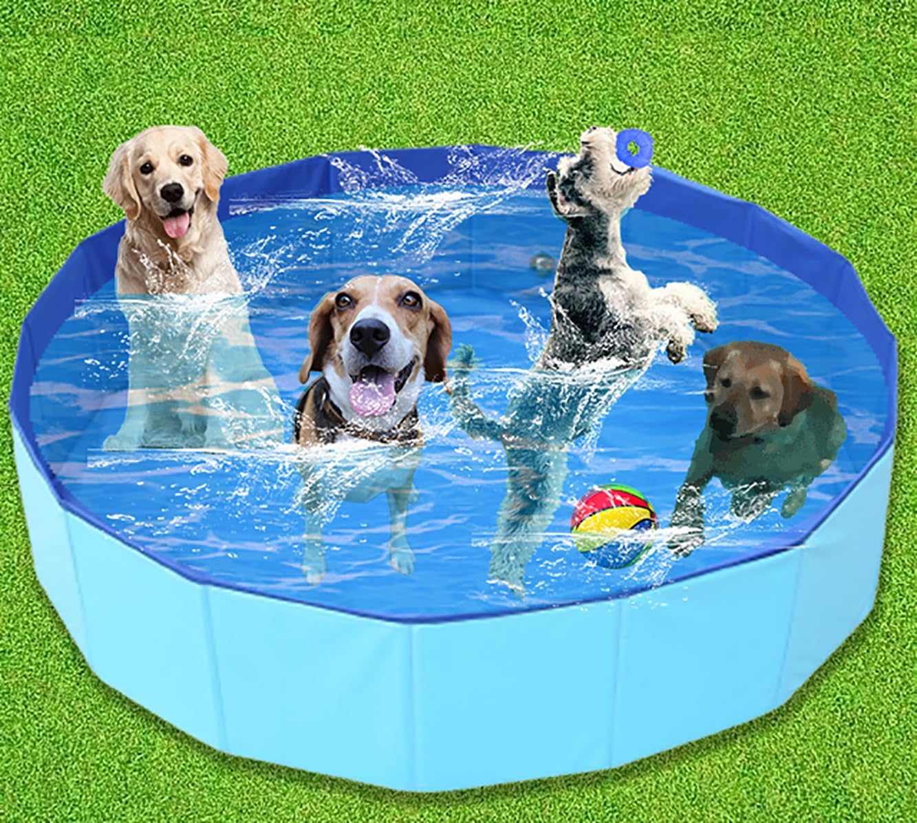 Piscina plegable para perros grandes, piscina portátil y plegable para mascotas, perros y gatos (L-32 x 8 pulgadas)