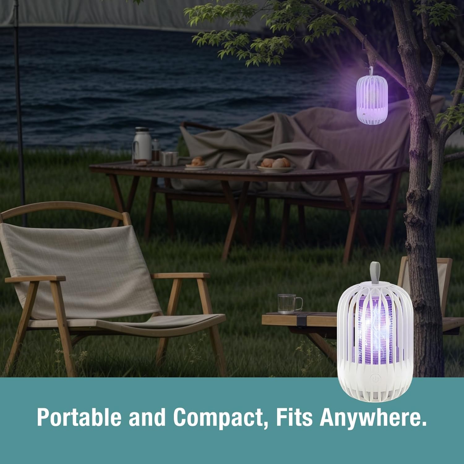 Exterminador de mosquitos portátil de doble función, doble modos de iluminación LED y UV, mata insectos en contacto, recargable por USB, capacidad