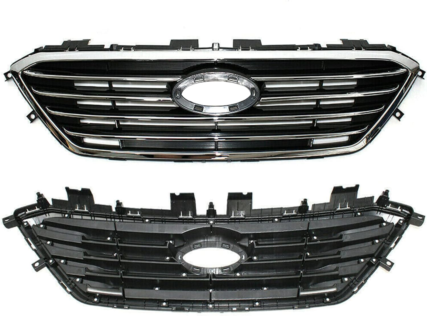 Parachoques delantero cromado estilo fábrica parrilla reemplazo para Hyundai Sonata 2015 2016 HY1200174 000835056 104-60230D 615343217314 86350C2000