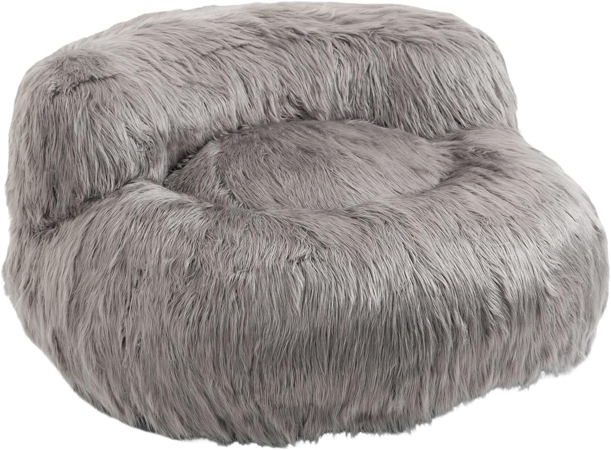 Yoglad Puf para adultos, sofá grande de felpa para juegos y sofá perezoso con otomana, relleno suave extra acogedor y tela peluda, muebles grandes y