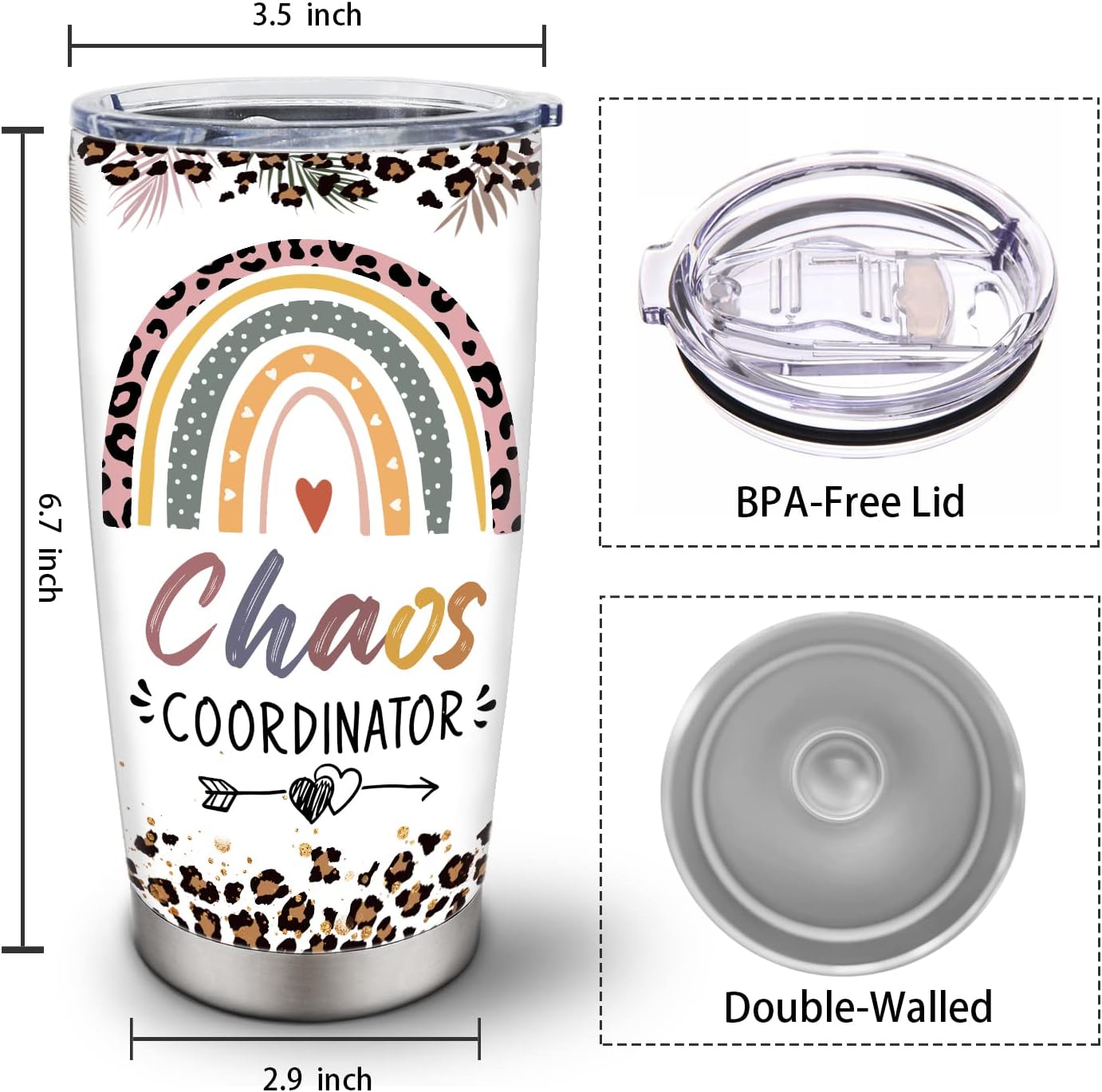 Coolertaste Chaos Coordinator Gifts Chaos Coordinator, vaso de 20 onzas, ideas de regalo de agradecimiento al personal, regalos de agradecimiento