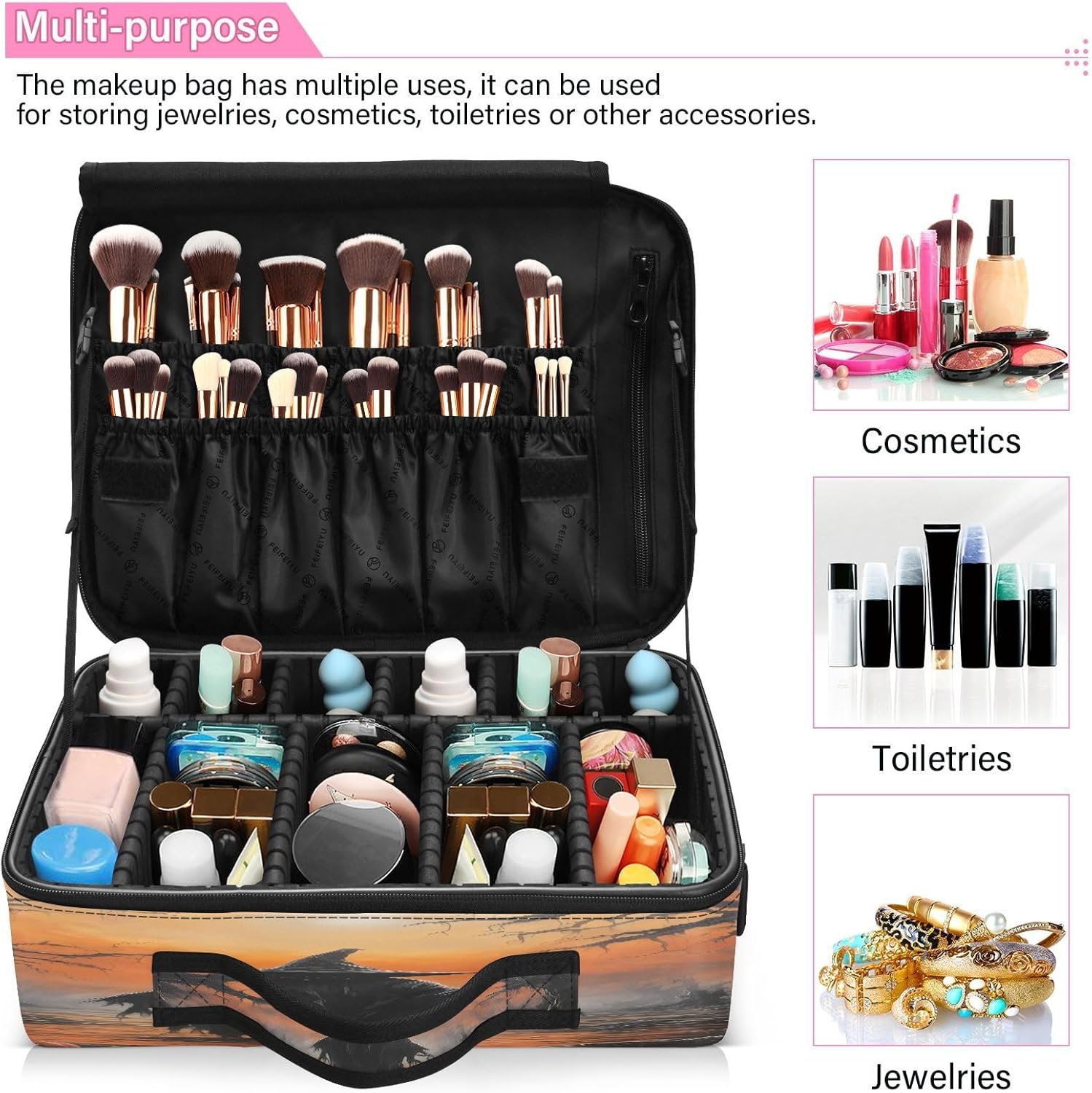 Zathe Happy Halloween Scarecrow Pumpkin cosmetic organizer toiletry make up bag travelling large makeup bags size makeup bag bolso para guardar