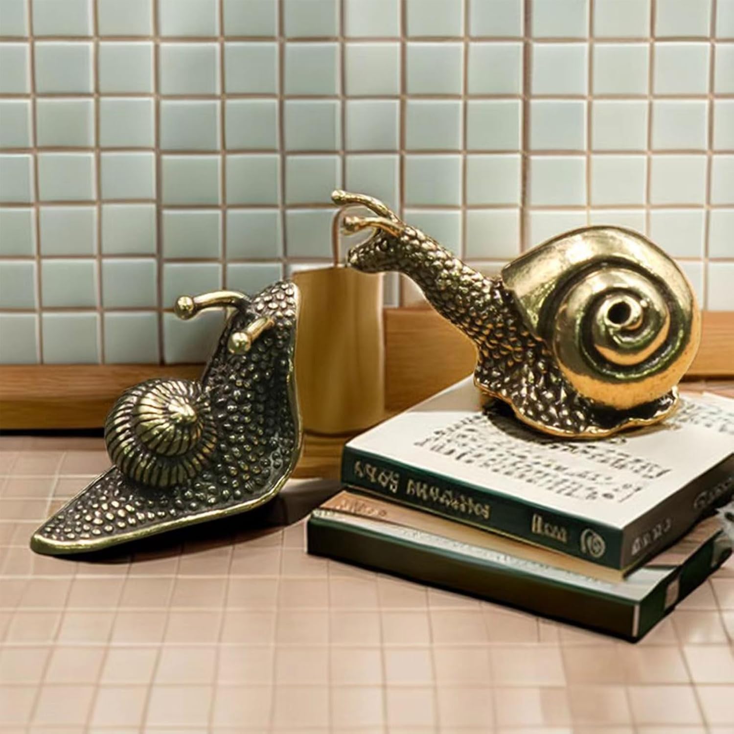 3 figuras de caracol de latón, mini escultura de caracol de cobre puro retro, decoración de estatua de caracol de cobre puro, estanque al aire